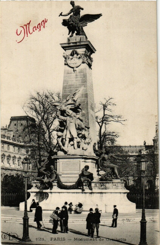 Carte postale ancienne Paris 1e Monument de Gambetta