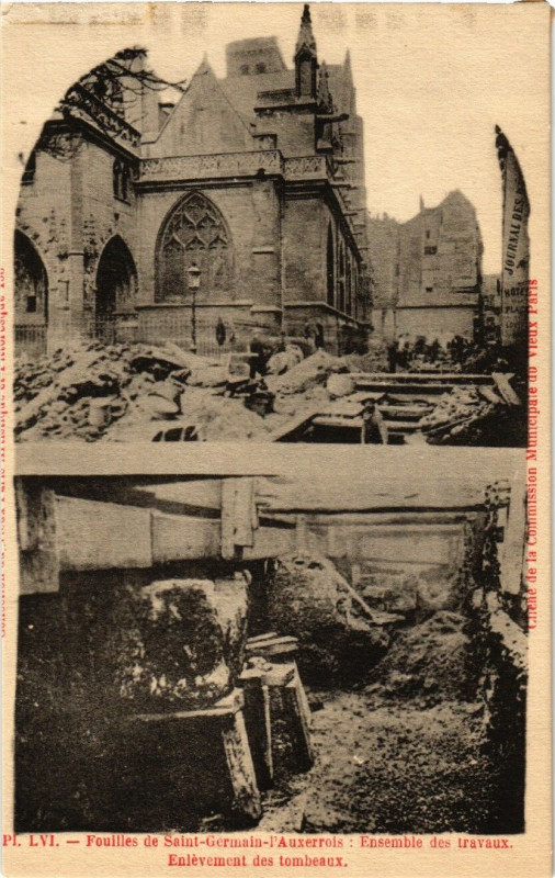 Carte postale ancienne Paris 1e Fouilles de Saint-Germain-l'Auxerrois ensemble des travaux