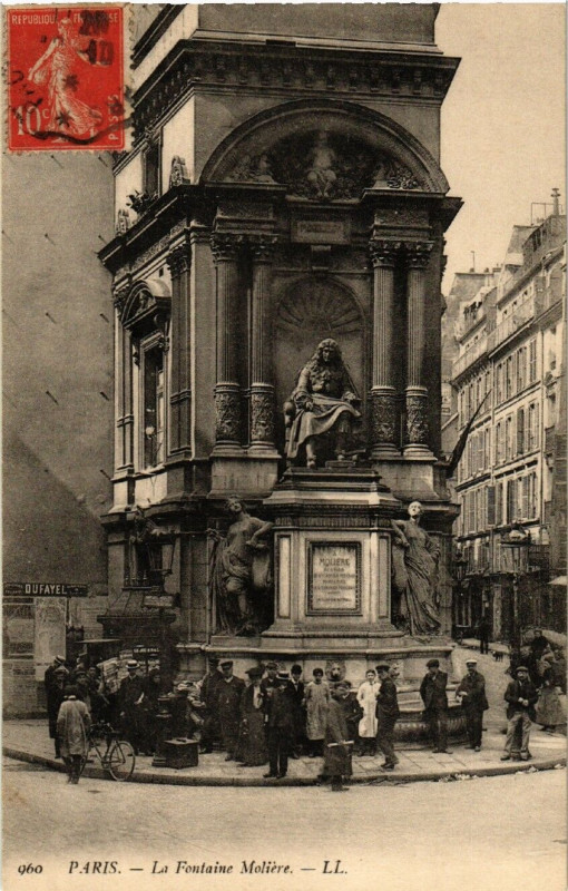 Carte postale ancienne Paris 1e La Fontaine Moliere 2