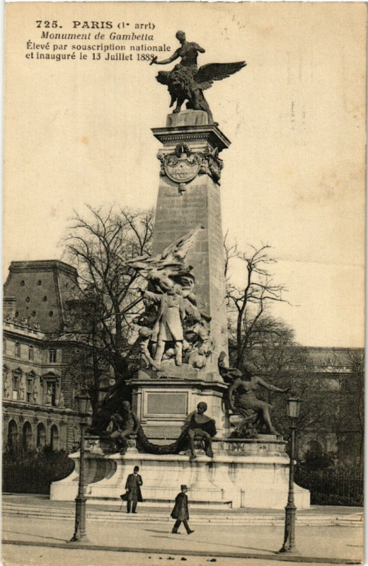 Carte postale ancienne Paris 1e Monument de Gambetta