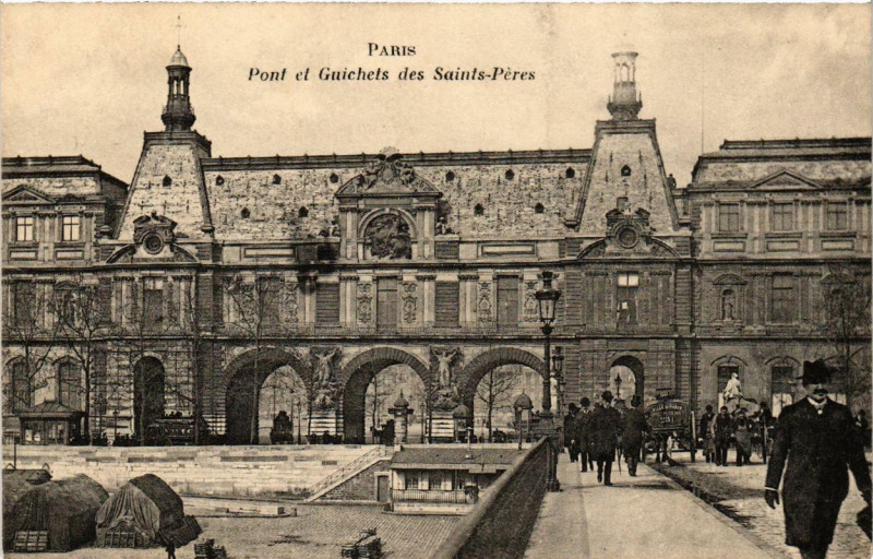 Carte postale ancienne Paris 1e Pont et Guichets des Saints-Peres