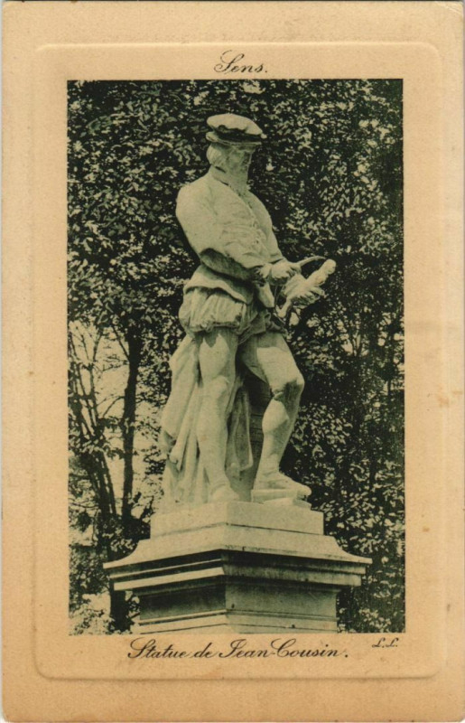 Carte postale ancienne Sens Statue de Jean Cousin France à Sens