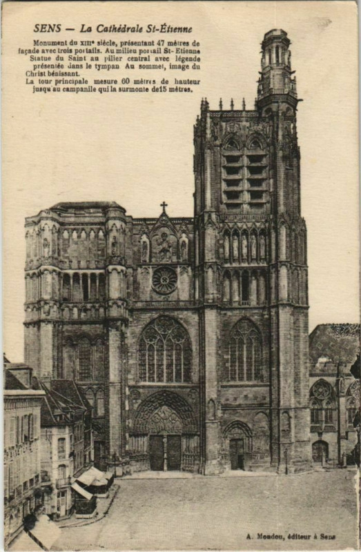 Carte postale ancienne Sens La Cathedrale St.Etienne France à Sens