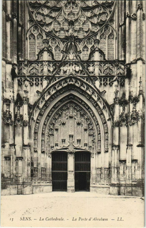 Carte postale ancienne Sens La Cathedrale La Porte d'Abraham France à Sens