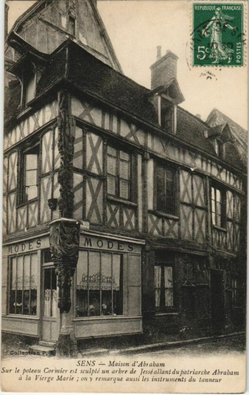 Carte postale ancienne Sens Maison d'Abraham France à Sens