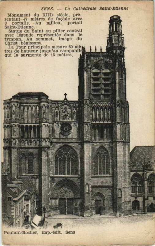 Carte postale ancienne Sens La Cathedrale St.Etienne France à Sens