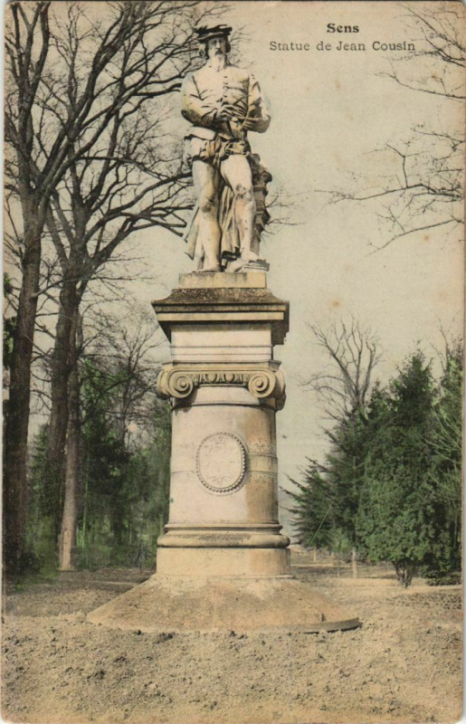 Carte postale ancienne Sens Statue de Jean Cousin France à Sens