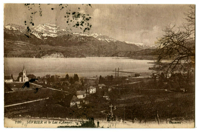 Carte postale ancienne Haute-Savoie Sévrier et le Lac d'Annecy à Annecy