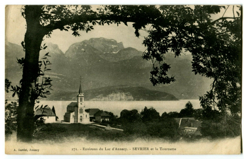 Carte postale ancienne Haute-Savoie Environs du Lac d'Annecy Sévrier et la Tournette à Annecy