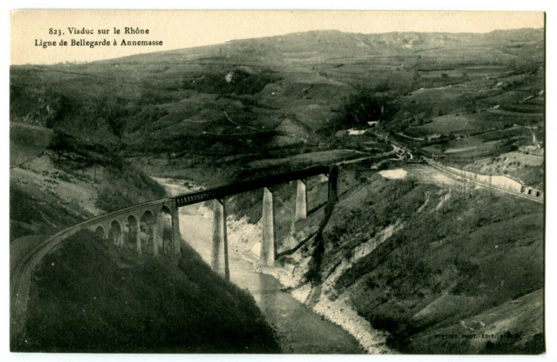 Carte postale ancienne Haute-Savoie Viaduc sur le Rhône Ligne de Bellegarde à Annemasse à Annemasse