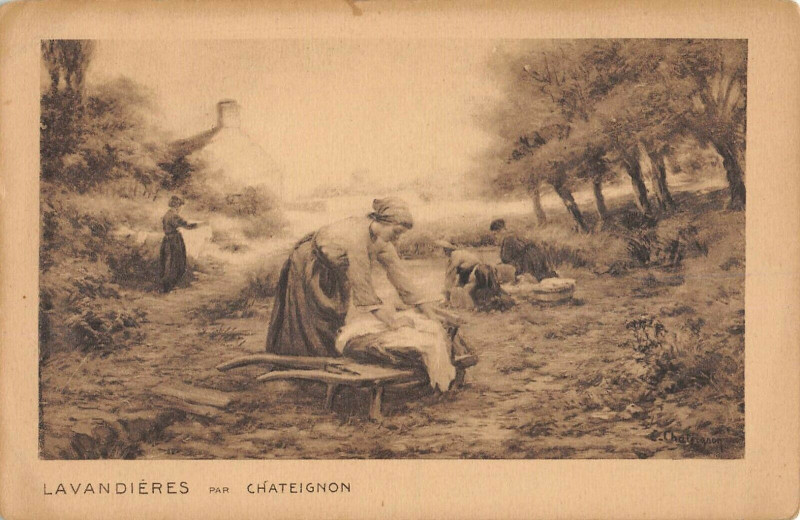 Carte postale ancienne Lavandieres Par Chateignon