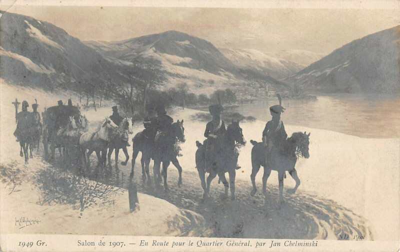 Carte postale ancienne En Route Pour Le Quartier General