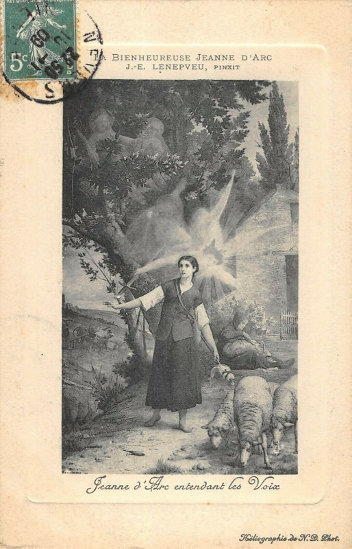 Carte postale ancienne Jeanne D'Arc Entendant Les Voix