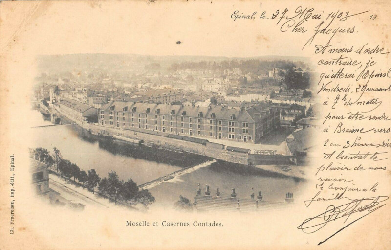 Carte postale ancienne Epinal Moselle Et Casernes Contades