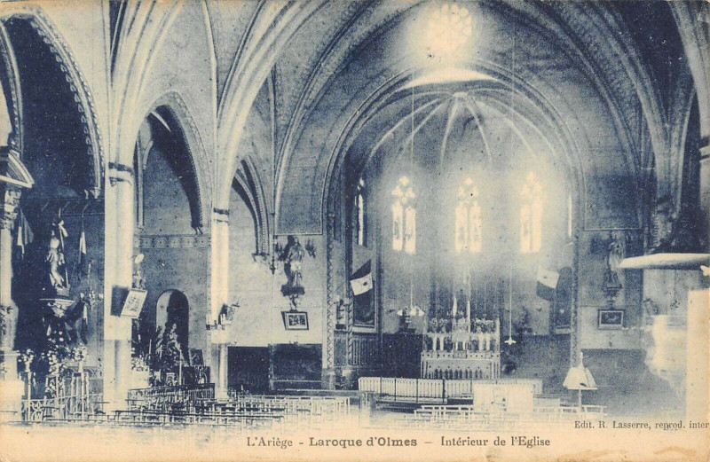 Carte postale ancienne Laroque D'Olmes Interieur De L'Eglise à Laroque-d'Olmes
