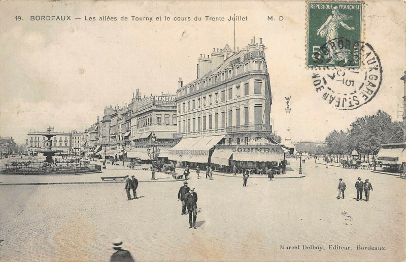 Carte postale ancienne Bordeaux Les Allees De Tourny Et Cours Du Trente Juillet à Bordeaux