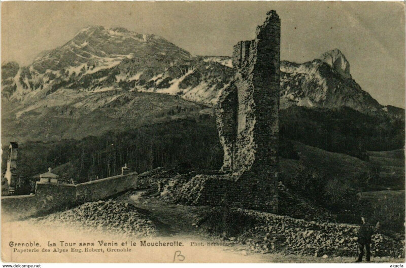 Carte postale ancienne Grenoble - La Tour ser Venin et le Moucherotte à Grenoble