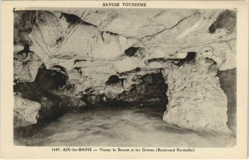 Carte postale ancienne Aix-les-Bains Visitez la Source et les Grottes - Blvd. Berthollet à Aix-les-Bains