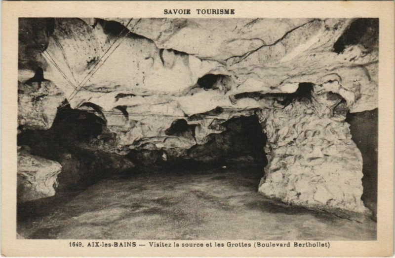 Carte postale ancienne Aix-les-Bains Visitez la Source et les Grottes - Blvd. Berthollet à Aix-les-Bains