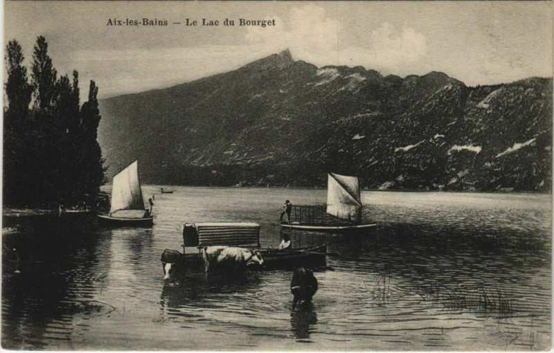 Carte postale ancienne Aix-les-Bains Le Lac du Bourget à Aix-les-Bains