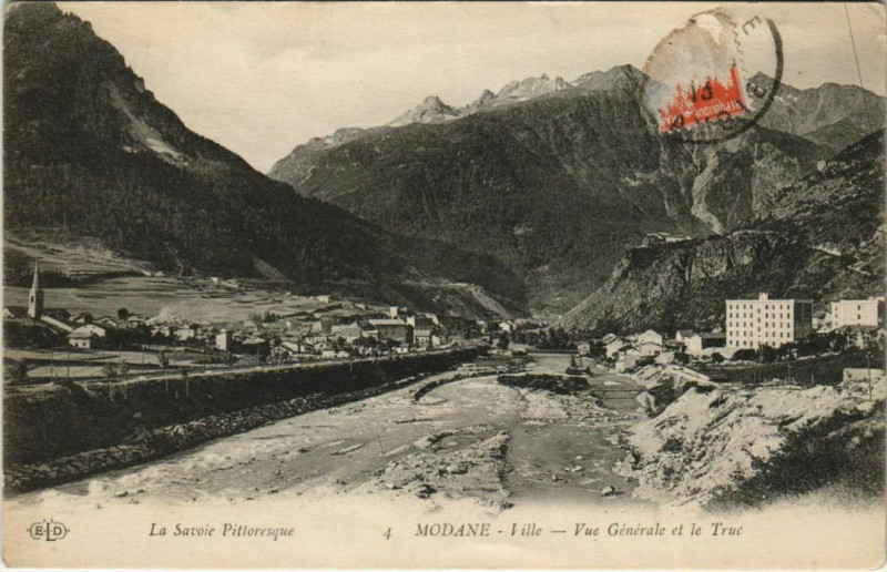 Carte postale ancienne Modane Vue Generale et le Truc à Modane