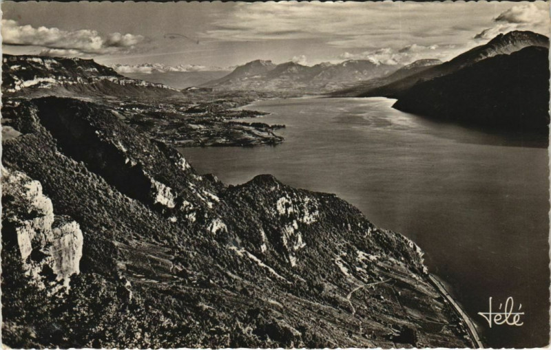 Carte postale ancienne Aix-les-Bains Le Lac - Chaine de Belledonne vus de la Chambotte à Aix-les-Bains