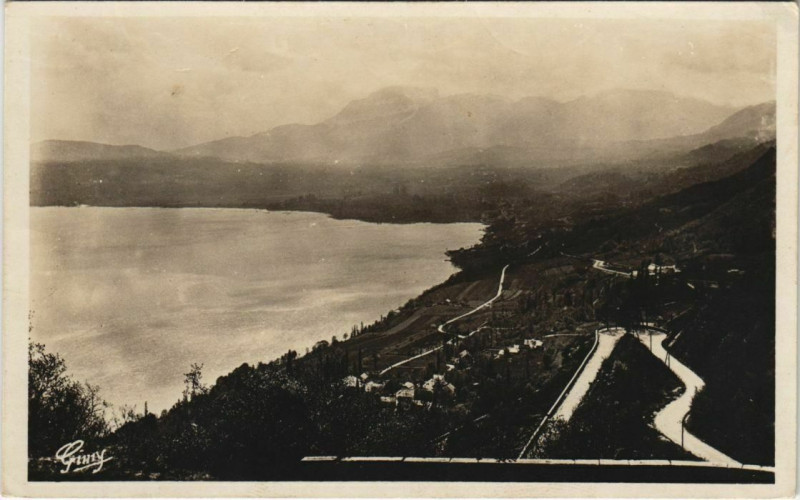Carte postale ancienne Bourdeau Vue Generale - Route du Bourget du Lac au Col du Chat à Bourdeau