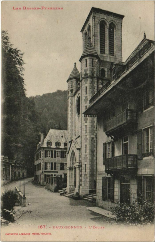 Carte postale ancienne Eaux-Bonnes L'Eglise France à Eaux-Bonnes