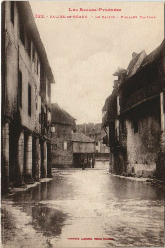 Carte postale ancienne Salies de Bearn Vieilles Maisons France