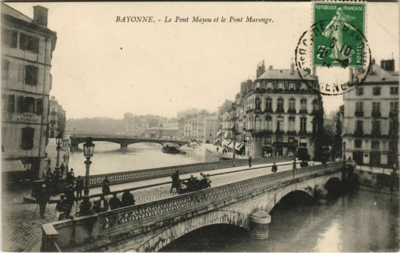 Carte postale ancienne Bayonne Le Pont Mayou et le Pont Marengo France à Aren
