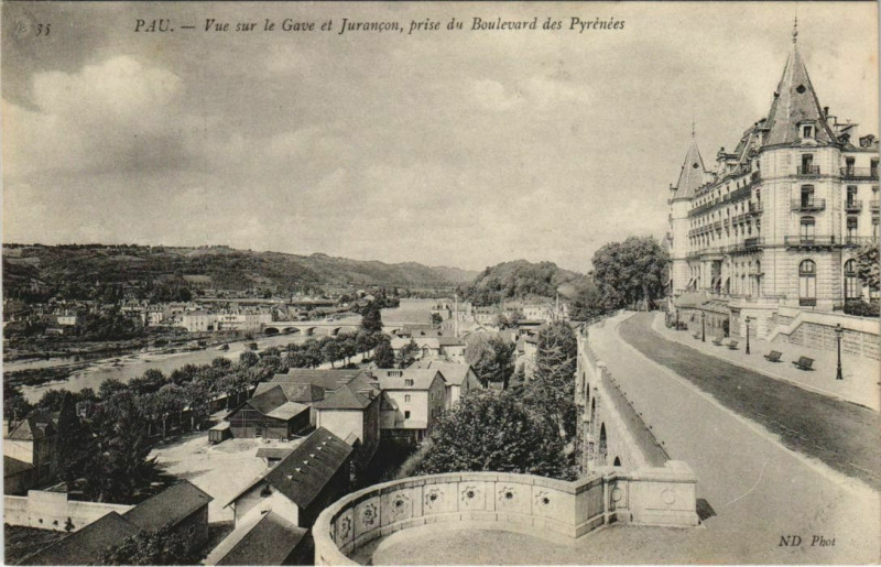 Carte postale ancienne Pau Vue sur le Gave et Jurancon France à Pau
