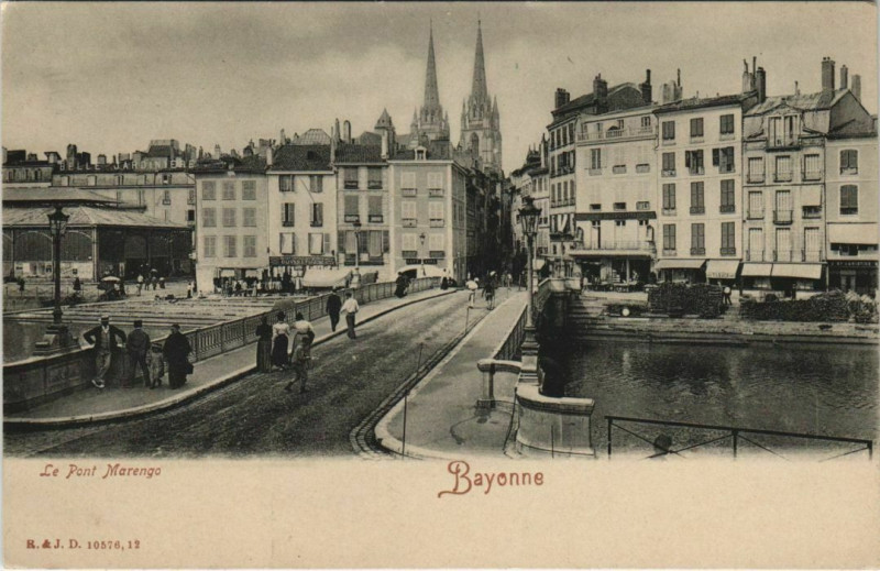 Carte postale ancienne Bayonne Le Pont Marengo France à Aren