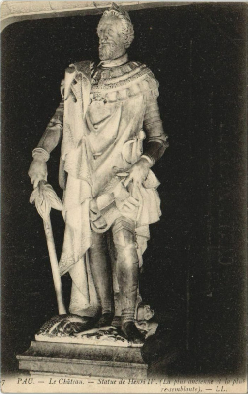 Carte postale ancienne Pau Le Chateau, Statue de Henri Iv France à Pau