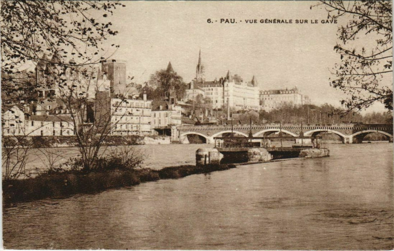 Carte postale ancienne Pau Vue Generale s le Gave France à Pau