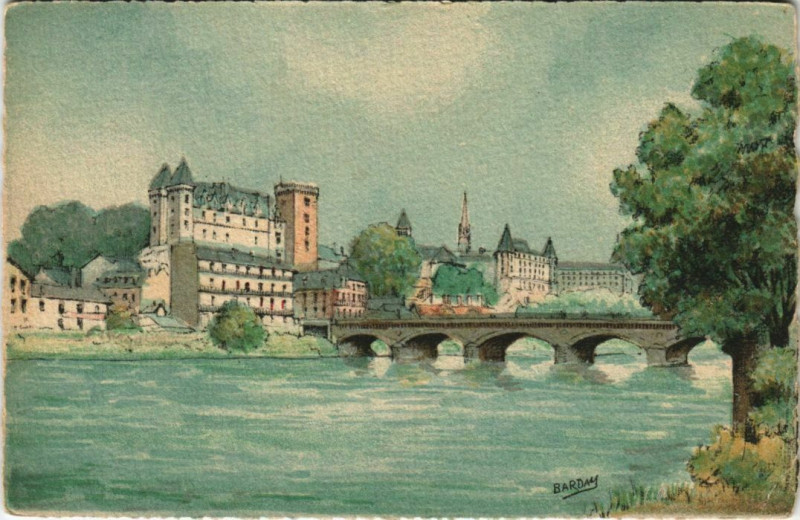 Carte postale ancienne Pau Promenade et le Gave France à Pau