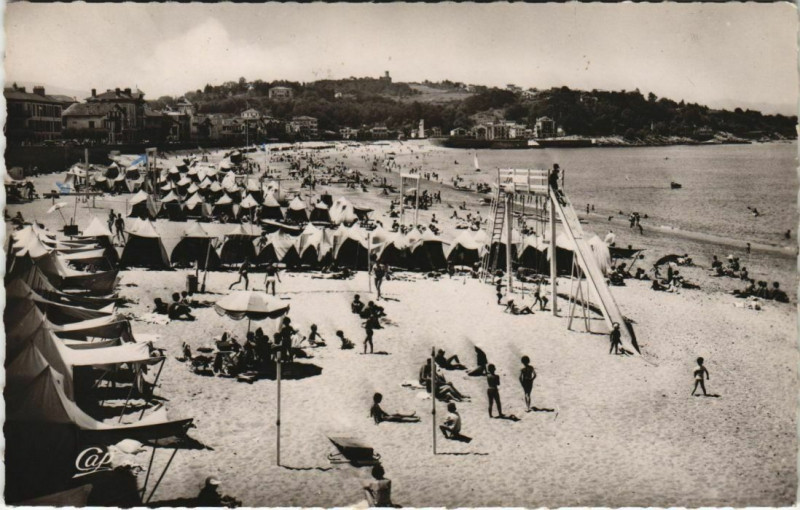 Carte postale ancienne St.Jean de Luz La Plage vers Ciboure France à Ciboure