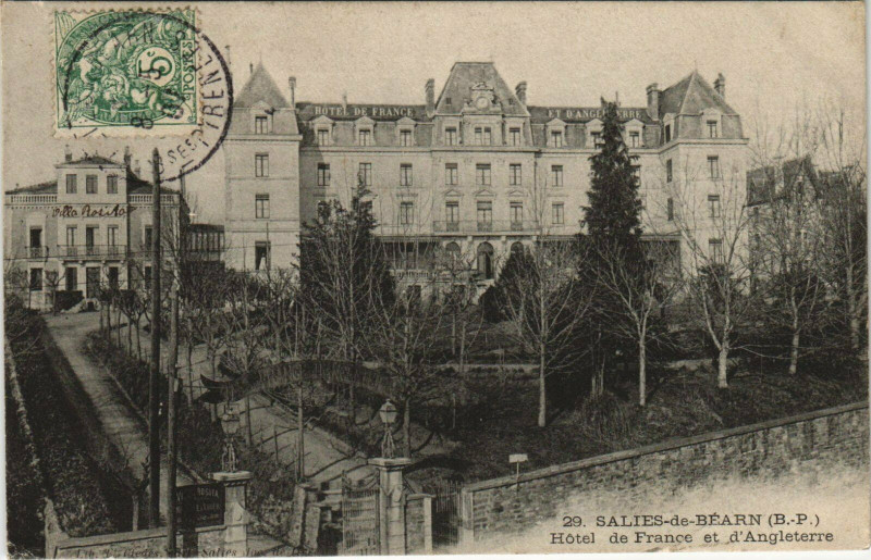 Carte postale ancienne Salies-de-Bearn Hotel de France et d'Angleterre à Anglet