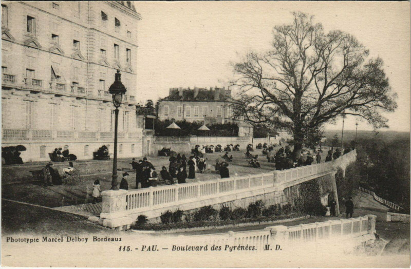 Carte postale ancienne Pau Boulevard des Pyrenees à Pau