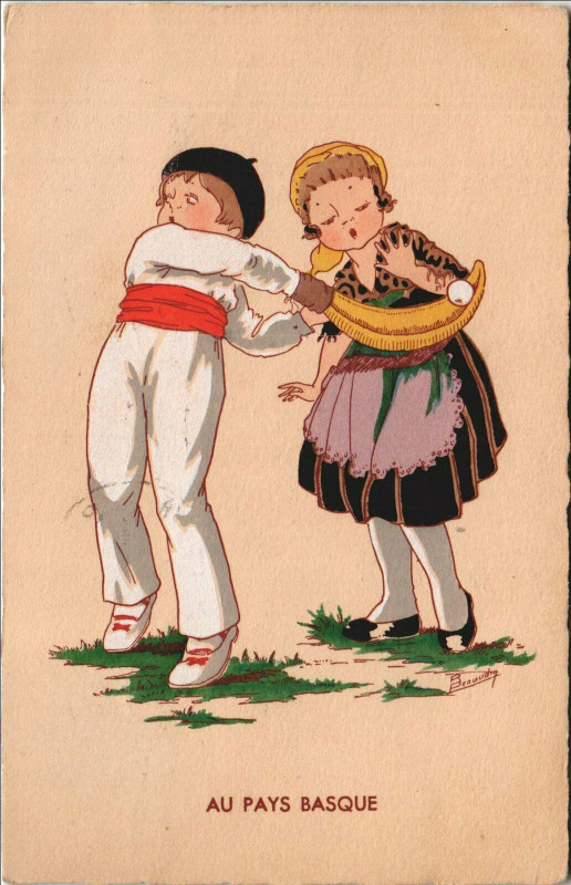 Carte postale ancienne Au Pays Basque - Enfants - Types