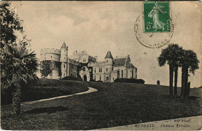 Carte postale ancienne Hendaye Chateau Abbadie à Hendaye