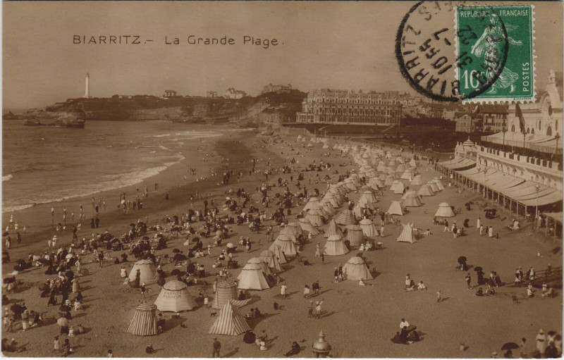 Carte postale ancienne Biarritz La Grande Plage à Biarritz