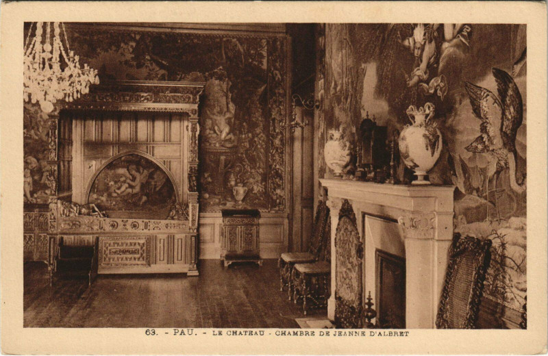 Carte postale ancienne Pau Le Chateau - Chambre de Jeanne d'Albret à Pau