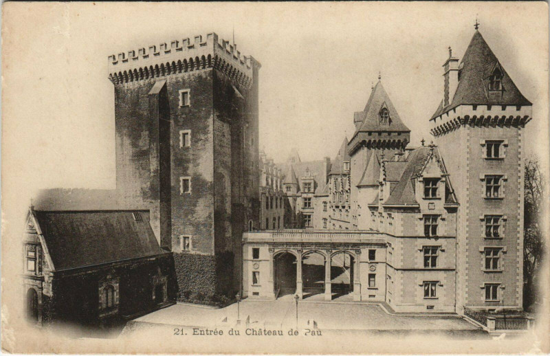 Carte postale ancienne Pau Entree du Chateau de Pau à Pau
