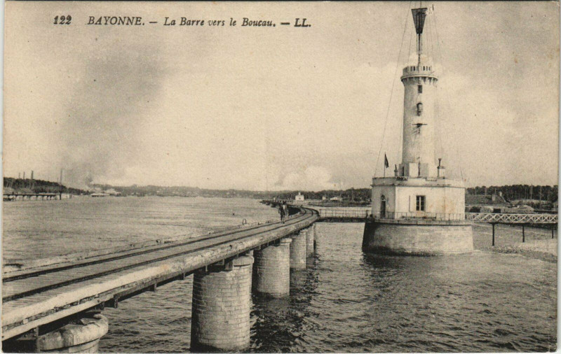 Carte postale ancienne Bayonne La Barre vers le Boucau à Bayonne