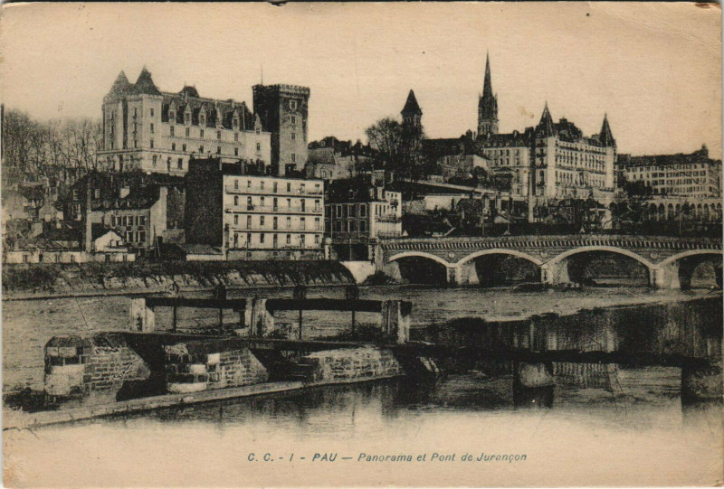 Carte postale ancienne Pau Panorama et Pont de Jurancon à Pau