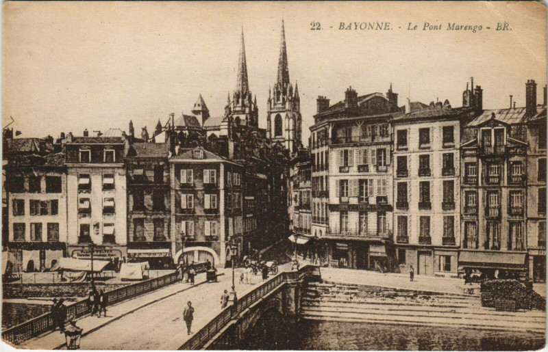 Carte postale ancienne Bayonne Le Pont Marengo à Aren