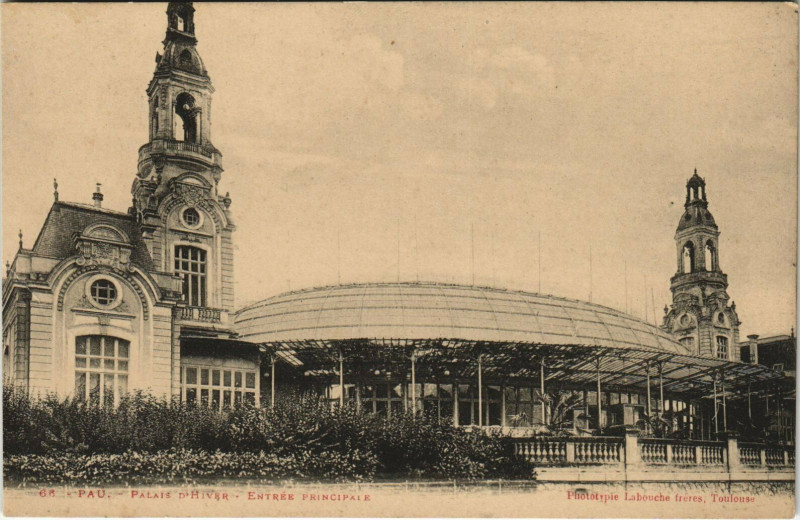 Carte postale ancienne Pau Palais d'Hiver - Entree Principale à Pau