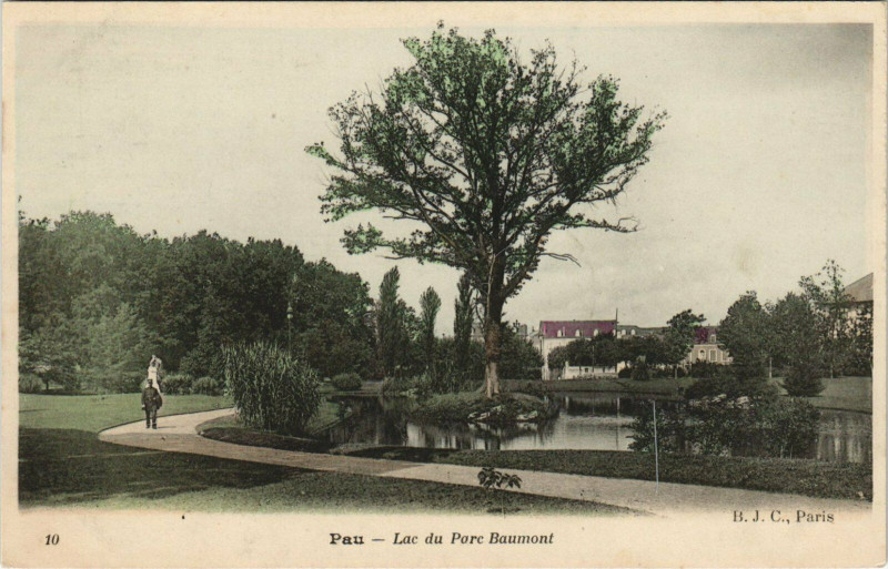 Carte postale ancienne Pau Lac du Parc Baumont à Mont
