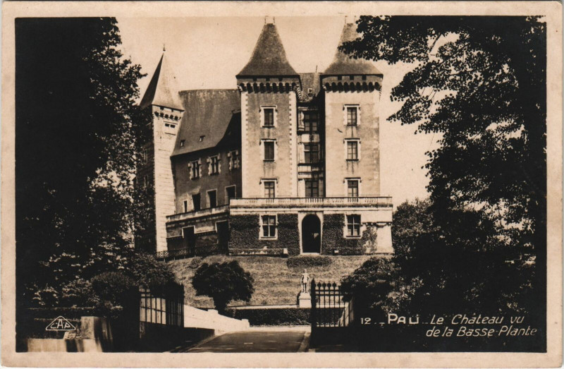 Carte postale ancienne Pau Le Chateau vu de la Basse Plante à Pau