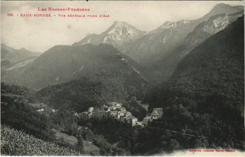 Carte postale ancienne Eaux-Bonnes Aas - Vue Generale prise d'Aas à Eaux-Bonnes